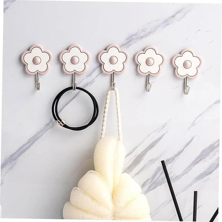 5-Piece Wall Hook Set With Floral Design
