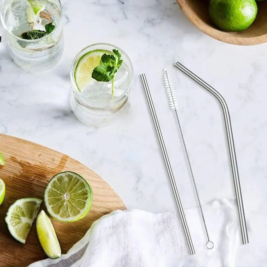 5Pcs Metal Straw Set, Home and Living