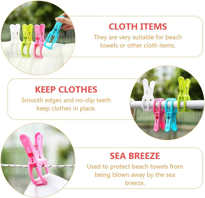 12 Pcs Jumbo Laundry Pegs – Extra Strong Grip