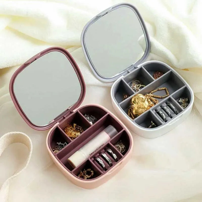 Mirror-Top Jewelry Organizer Case