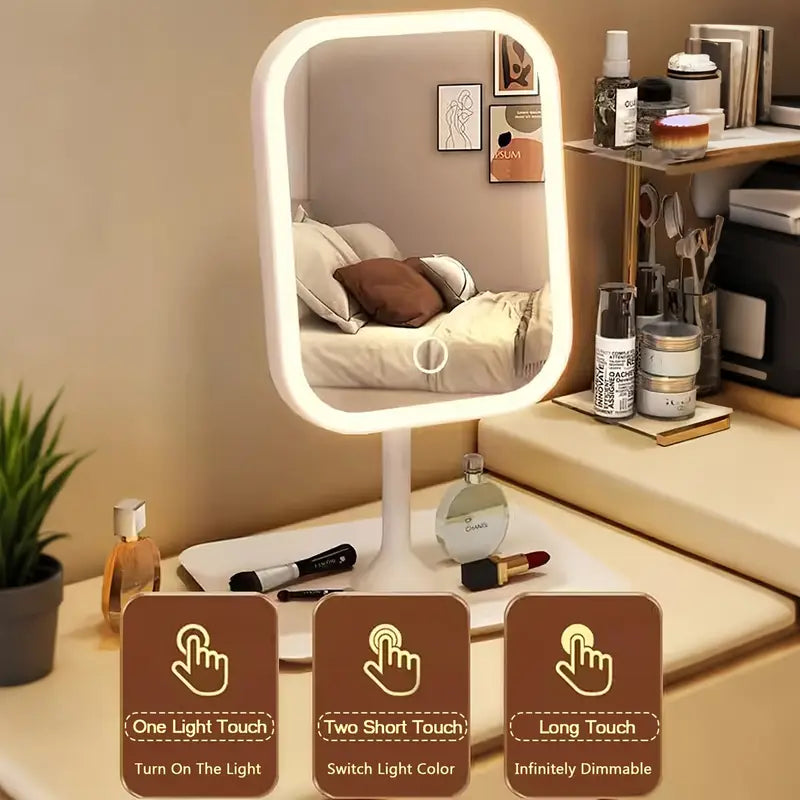 Touch-Activated Beauty Mirror With USB Plug-In