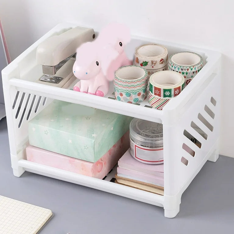 2 Layers Plastic Desktop Storage Rack, Home and Living 