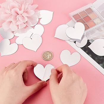 50 Pcs Reflect Heart Shaped Mirror Stickers (1 Inch)