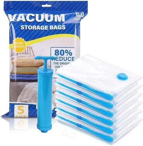 5Pcs Vacuum Organizer Bags With Manual Pump
