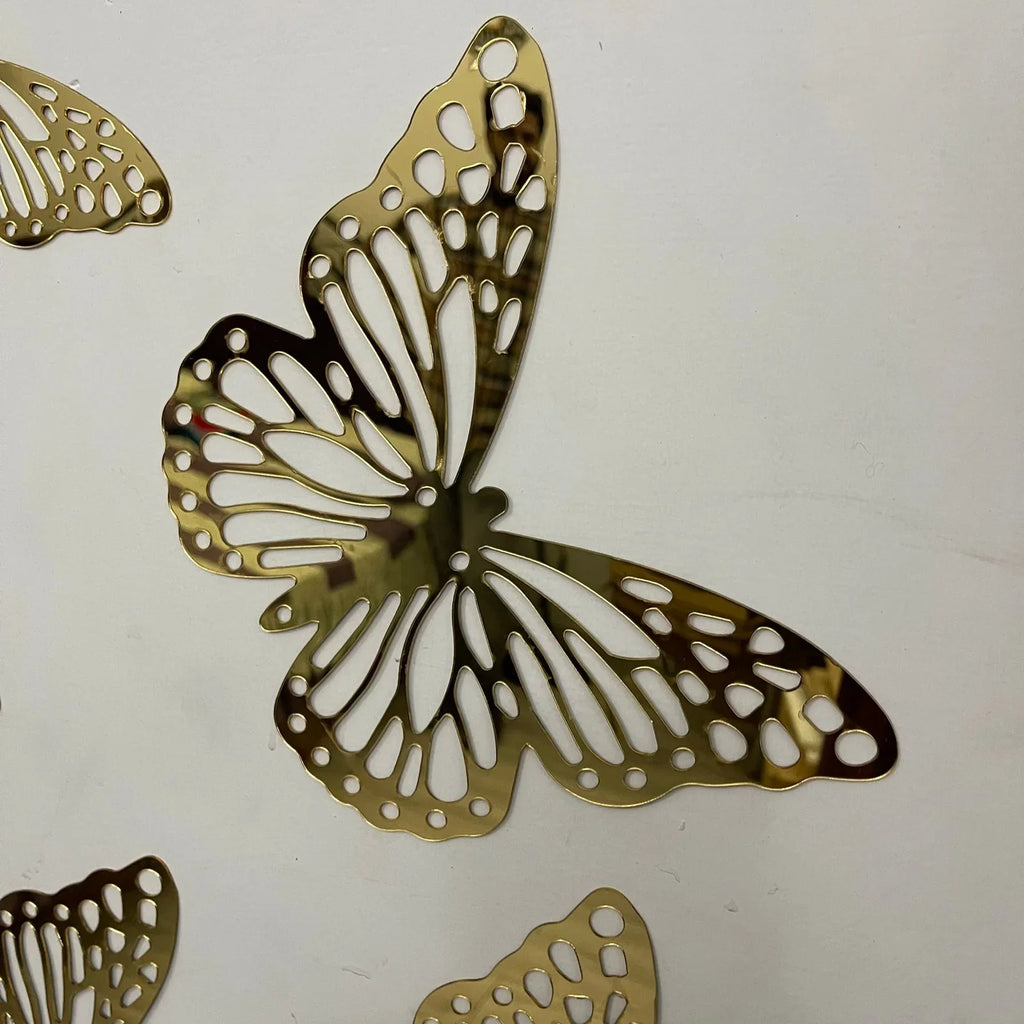 6 Pcs Golden Flare Butterfly Mirrors Set