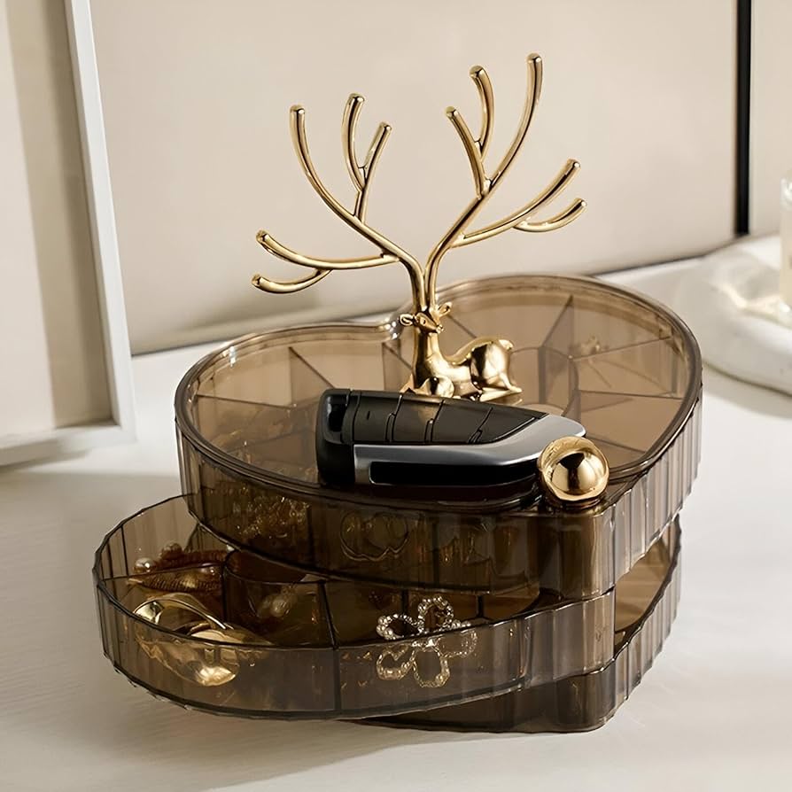 DeerLuxe Compact 3-Tier Jewelry Case