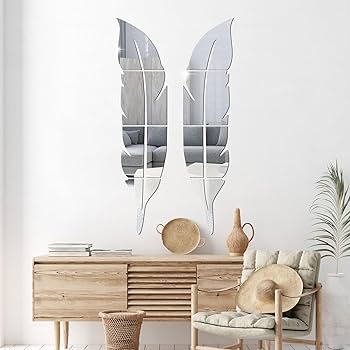 Acrylic Fairy Wings Mirror Wall Decal (37x7 Inch)