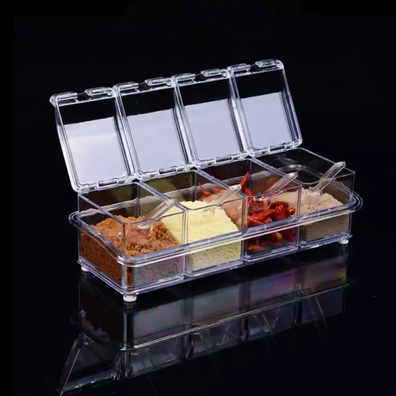 4-Section Clear Spice Jar Keeper