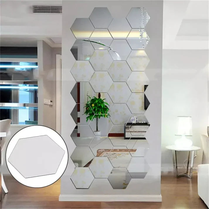 12 Pcs Mirror Hex Shine Sliver (4x4)