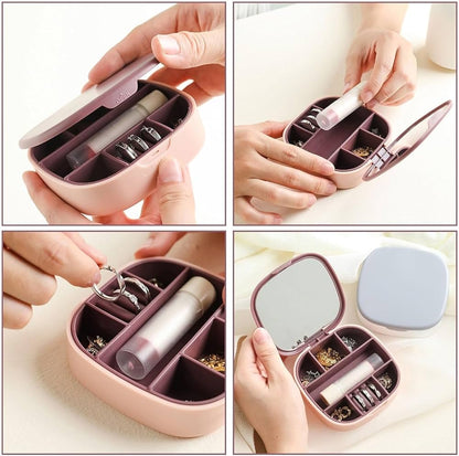 Mirror-Top Jewelry Organizer Case