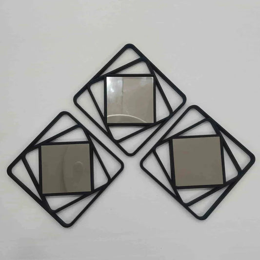 Wall Mirror Set – Set Of 3 Hexagon Mirrors, 6x6 Inch Modern Style