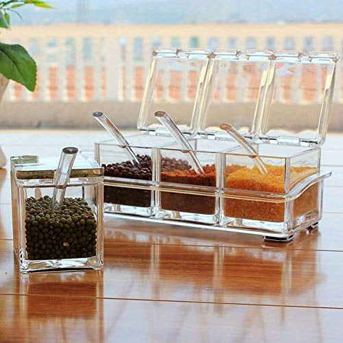 4-Section Clear Spice Jar Keeper