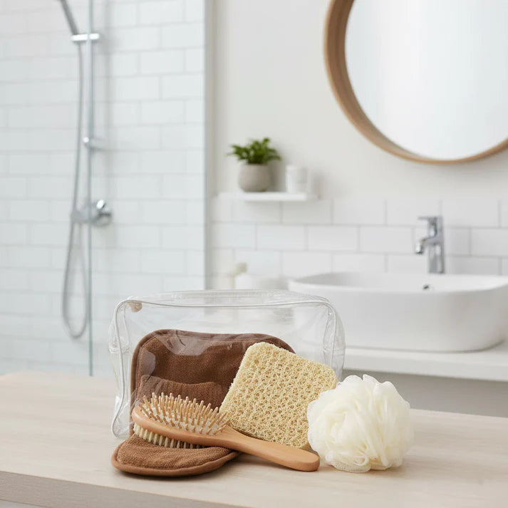 Clear Bathroom Organizer Set