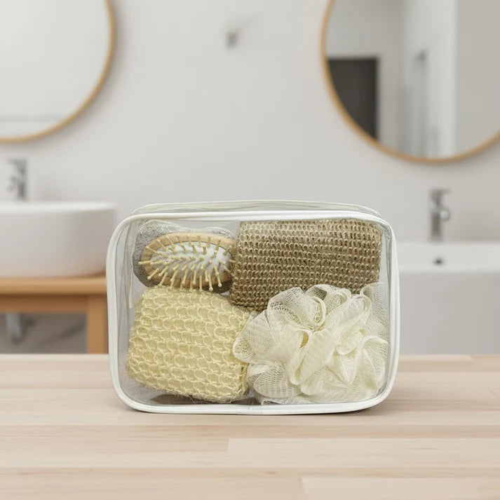 Clear Bathroom Organizer Set